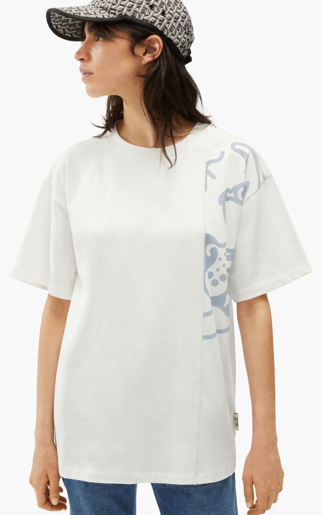 T Shirt Kenzo Femme K Tiger oversized Blanche TUEQO-7019